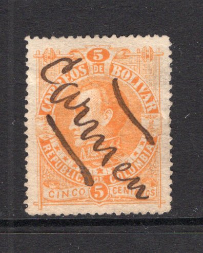 COLOMBIAN STATES - BOLIVAR - 1891 - CANCELLATION: 5c orange used with CARMEN manuscript cancel. (SG 57)  (COL/17015)