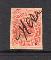 COLOMBIAN STATES - CUNDINAMARCA - 1870 - CLASSIC ISSUES & CANCELLATION: 10c scarlet used with LA MESA manuscript cancel. Four margins with thin on reverse. (SG 2)  (COL/17018)
