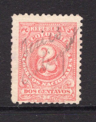 COLOMBIA - 1904 - CANCELLATION: 2c carmine 'Numeral' issue (Type 2) used with JERICO ANTIOQUIA manuscript cancel. (SG 277)  (COL/17061)