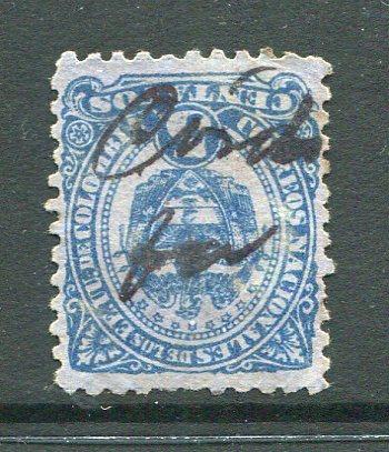 COLOMBIA - 1883 - CANCELLATION: 5c blue on blue used with two line CORDOBA manuscript cancel. (SG 109)  (COL/17307)