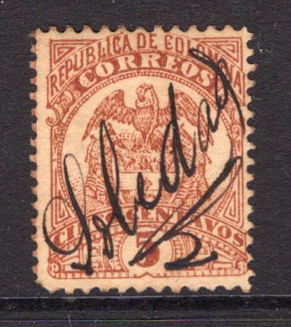 COLOMBIA - 1892 - CANCELLATION: 5c brown on buff used with SOLEDAD manuscript cancel. (SG 153)  (COL/17317)