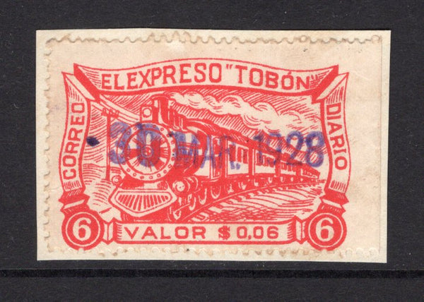 COLOMBIAN PRIVATE EXPRESS COMPANIES - 1927 - TOBON: 6c red EL EXPRESO TOBON 'Train' issue a fine lightly used copy with handstruck '30 MAR 1928' date cancel. Scarce. (Hurt & Williams #S24)  (COL/18599)