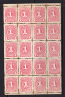 COLOMBIAN STATES - ANTIOQUIA - 1902 - MULTIPLE: 1c rose 'Numeral' issue, an unused block of twenty, some gum staining. (SG 138)  (COL/1877)