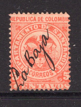 COLOMBIAN STATES - SANTANDER - 1892 - CANCELLATION: 5c red on buff used with fine 'La Baya' manuscript cancel. Very Scarce. (SG 14)  (COL/1895)