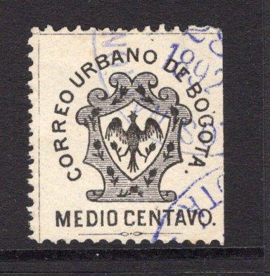 COLOMBIAN PRIVATE EXPRESS COMPANIES - 1889 - CORREO URBANO DE BOGOTA: ½c black on thin white paper 'Correo Urbano de Bogota' local issue, perf 12, a fine used copy with part BOGOTA cds dated 1892.  (COL/21694)