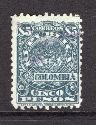 COLOMBIA - 1902 - 1000 DAYS WAR: 5p deep blue on azure 'Medellin' issue, a fine lightly used copy. (SG 255)  (COL/24061)