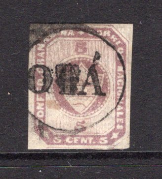 COLOMBIA - 1860 - CLASSIC ISSUES: 5c rosy lilac on LAID paper second 'Grenadine Confederation' issue a fine four margin copy used with part oval BOGOTA cancel in black. (SG 8a)  (COL/25351)