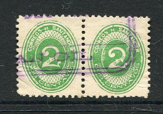 COLOMBIAN PRIVATE EXPRESS COMPANIES - 1926 - CORREO RAPIDO DE SANTANDER: 2c green 'Correo Rapido de Santander' EXPRESS issue a superb used pair. (Hurt & Williams #S9)  (COL/25395)