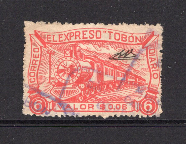 COLOMBIAN PRIVATE EXPRESS COMPANIES - 1927 - TOBON: 6c red EL EXPRESO TOBON 'Train' issue a fine lightly used copy with manuscript initials. Scarce. (Hurt & Williams #S24)  (COL/25701)