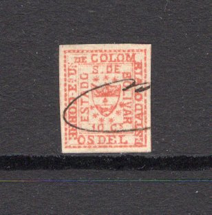 COLOMBIAN STATES - BOLIVAR - 1863 - CLASSIC ISSUES: 10c rose 'First Issue', a fine four margin copy used with small part manuscript cancel. Scarce. (SG 2)  (COL/27701)