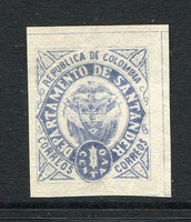 COLOMBIAN STATES - SANTANDER - 1889 - VARIETY: 1c grey blue, a fine unused imperf copy with variety STAMP PRINTED ON BOTH SIDES. Scarce & unrecorded. (SG 13 variety)  (COL/27722)