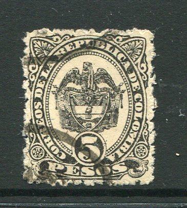 COLOMBIA - 1886 - PERFORATED CLASSICS: 5p black on white, a fine lightly used copy. (SG 134)  (COL/27798)