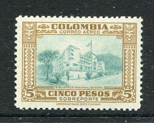 COLOMBIA - 1948 - AIRMAIL ISSUE: 5p turquoise & sepia AIR issue, a fine unmounted mint copy. (SG 703)  (COL/27814)