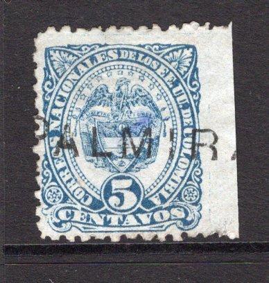 COLOMBIA - 1883 - CANCELLATION: 5c dull blue on white used with good strike of straight line PALMIRA cancel in black. (SG 110)  (COL/28408)