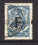 COLOMBIAN AIRMAILS - SCADTA - 1923 - PERFIN: 30c blue Scadta 'Consular' issue with 'F' overprint for use in France, a fine copy with 'D.M.C.' PERFIN of 'Dollfus-Mieg & Cie', used with part BARRANQUILLA cds dated 1928. Very scarce. (SG 30G)  (COL/2936)