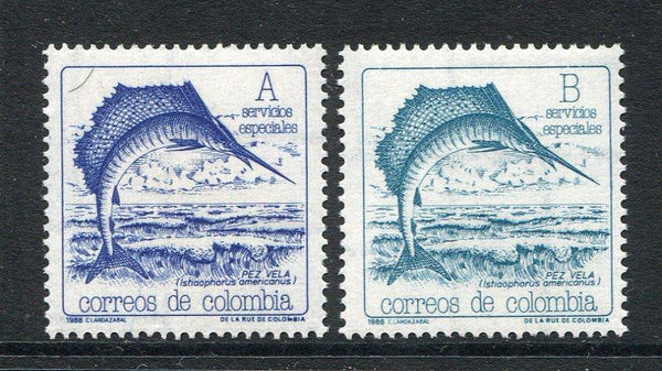 COLOMBIA - 1988 - FISH THEMATIC: 'Swordfish' SPECIAL DELIVERY issue, the pair fine unmounted mint. (SG E1805/E1806)  (COL/29386)