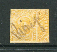 COLOMBIA - 1870 - CANCELLATION: 5c orange used with RIO NEGRO manuscript cancel. Two good margins tight at top and base. (SG 62)  (COL/29406)