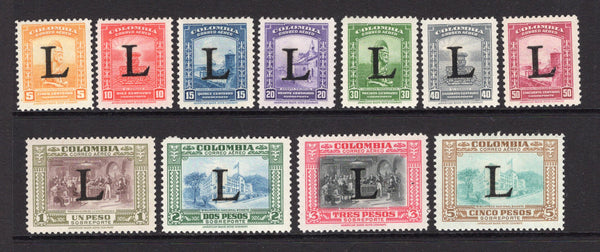 COLOMBIAN AIRMAILS - LANSA - 1950 - DEFINITIVES: Large 'L' overprint issue the set of eleven fine mint. (SG 10/20)  (COL/2940)