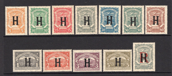 COLOMBIAN AIRMAILS - 1923 - SCADTA - CONSULAR ISSUE: Scadta 'Consular' issue with 'H' overprint for use in THE NETHERLANDS, the set of eleven plus the 'R' Registration overprint all fine mint. (SG 26I/36I & R37I)  (COL/29473)
