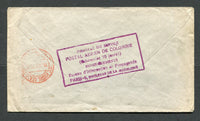 COLOMBIAN AIRMAILS - SCADTA - 1925 - CONSULAR AGENTS CACHETS: Cover franked 1925 pair 4c violet plus 1923 30c blue SCADTA issue (SG 406 & 41) tied by BOGOTA SCADTA cds's in red. Addressed to FRANCE with fine strike of boxed 'Profitez du Service Postal Aerien de Colombie (Economise 10 Jours!) Renseignements, Bureau d'Information et Propagande PARIS - 9 Boulevar de la Madeleine' French consular agents cachet in purple on reverse with BARRANQUILLA transit cds in red alongside