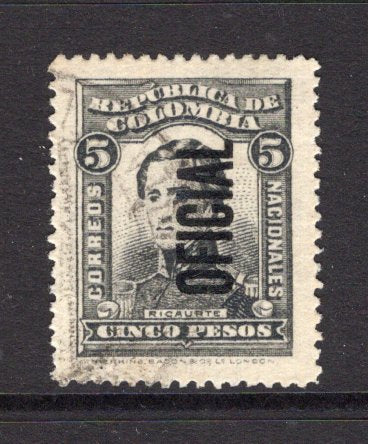 COLOMBIA - 1937 - OFFICIAL ISSUE: 5p grey with 'OFICIAL' overprint, a fine cds used copy. (SG O507)  (COL/29884)