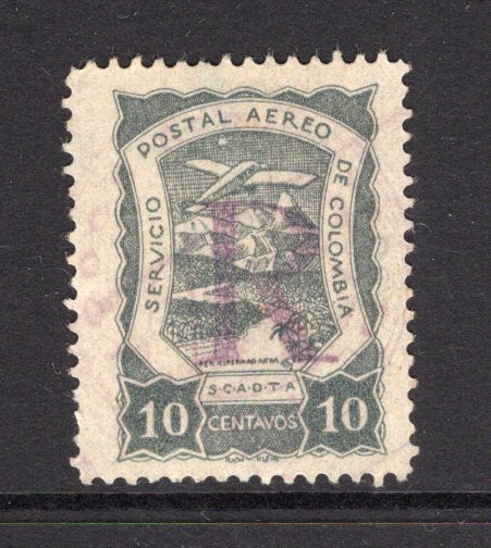 COLOMBIAN AIRMAILS - SCADTA - 1921 - REGISTRATION ISSUE: 10c slate green with medium 'R' handstamp in violet, a fine used copy. (SG R31)  (COL/31989)