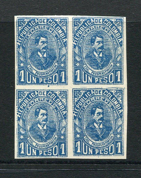 COLOMBIA - 1903 - 1000 DAYS WAR: 1p blue 'Barranquilla' issue, imperf, a fine mint block of four. (SG 235A)  (COL/33622)