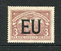 COLOMBIAN AIRMAILS - SCADTA - 1923 - CONSULAR ISSUE: 3p deep claret Scadta 'Consular' issue with 'EU' machine overprint in black for use in the USA, a fine mint copy. (SG 35F)  (COL/33654)