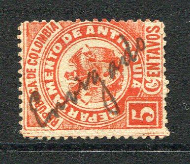COLOMBIAN STATES - ANTIOQUIA - 1892 - CANCELLATION: 5c red used with ENVIGADO manuscript cancel. (SG 94)  (COL/33675)