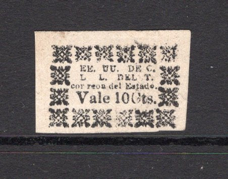 COLOMBIAN STATES - TOLIMA - 1870 - CLASSIC ISSUES: 10c black on white WOVE paper 'Typeset' issue, setting IV showing variety 'L.L.' for 'E.S.' in second line from position ten in the sheet of ten. A fine unused example with large margins. (SG 13)  (COL/33687)