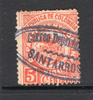 COLOMBIAN STATES - ANTIOQUIA - 1892 - ANTIOQUIA - CANCELLATION: 5c red used with undated oval CORREO DEPARTAMENTAL SANTARROSA cancel in purple. (SG 94)  (COL/33837)