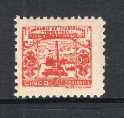 COLOMBIAN PRIVATE EXPRESS COMPANIES - 1931 - COMPANIA DE TRANSPORTES TERRESTRES: 5c brownish red 'Compania de Transportes Terrestres' EXPRESS issue, small type showing bus & monument.  A fine unmounted mint copy. (Hurt & Williams # S21)  (COL/34420)