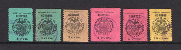 COLOMBIA - 1900 - 1000 DAYS WAR - CUCUTA ISSUE: 'Cucuta' PROVISIONAL issue, the first issue inscribed 'Gobierno Provisorio', the set of six fine used. A scarce & underrated issue. (SG 191a/191f)  (COL/34966)