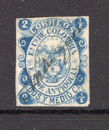 COLOMBIAN STATES - ANTIOQUIA - 1869 - CANCELLATION: 2½c blue, a fine used copy with ANTIOQUIA manuscript cancel. (SG 5)  (COL/34989)