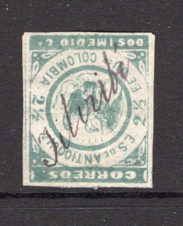 COLOMBIAN STATES - ANTIOQUIA - 1882 - CLASSIC ISSUES & CANCELLATION: 2½c grey green on WOVE paper, a fine used copy with TITIRIBI manuscript cancel. (SG 38)  (COL/35003)