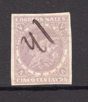 COLOMBIA - 1876 - CLASSIC ISSUES: 5c pale lilac on white LAID paper, a fine four margin copy used with neat manuscript cancel. (SG 79)  (COL/35105)