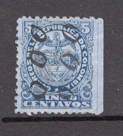 COLOMBIA - 1890 - CANCELLATION: 5c deep blue on blue used with manuscript cancel consisting of six 'O's. Unusual. (SG 146)  (COL/35120)