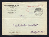 COLOMBIAN AIRMAILS - SCADTA - 1926 - STAMP SHORTAGE: Stampless cover with manuscript 'There are no stamps' in red and boxed 'NO HAY ESTAMPILLAS PAGO 3 CENTAVOS' marking in violet with '3' added in manuscript and BARRANQUILLA SCADTA cds dated 22 XII 1924 struck slightly over the boxed marking with additional strike of the cds on reverse. Addressed to SPAIN with BARCELONA arrival mark also on reverse. A very unusual stamp shortage SCADTA combination cover.  (COL/37083)