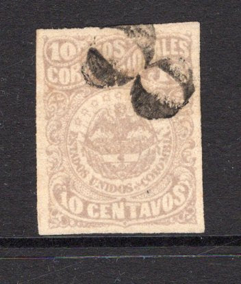 COLOMBIA - 1870 - CANCELLATION: 10c violet 'Type A' used with superb strike of '8' rate marking cancel in black. Four margins. (SG 65)  (COL/37706)