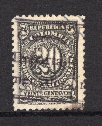 COLOMBIA - 1909 - DEPARTMENTAL ISSUE: 20c grey black 'Numeral' issue, perf 12 with boxed 'CORREOS DEPARTA MENTALES' official opt in black, a fine lightly used copy. A scarce & underrated issue. (SG D317)  (COL/37729)