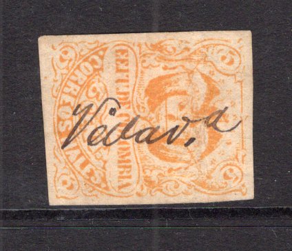 COLOMBIA - 1870 - CANCELLATION: 5c orange used with VIDAV'A manuscript cancel, unrecorded in any of the literature. Four margins. (SG 62)  (COL/37759)