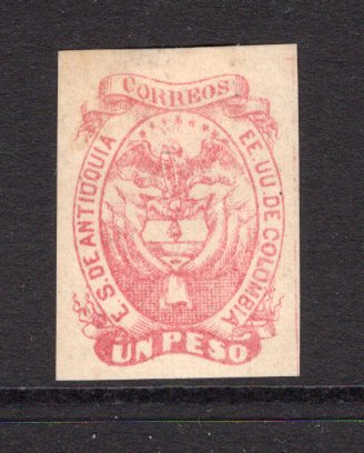 COLOMBIAN STATES - ANTIOQUIA - 1869 - CLASSIC ISSUES: 1p carmine , a fine mint copy with four large margins and full O.G. (SG 10)  (COL/38004)