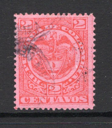COLOMBIA - 1892 - PERFORATED CLASSICS: 2c red on rose, perf 13½, a very fine lightly used copy. A scarce & underrated stamp. (SG 150)  (COL/39019)