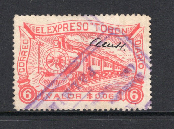 COLOMBIAN PRIVATE EXPRESS COMPANIES - 1927 - TOBON: 6c red EL EXPRESO TOBON 'Train' issue a fine used copy with manuscript initials and part PALMIRA boxed cancel in violet. Scarce. (Hurt & Williams #S24)  (COL/39023)