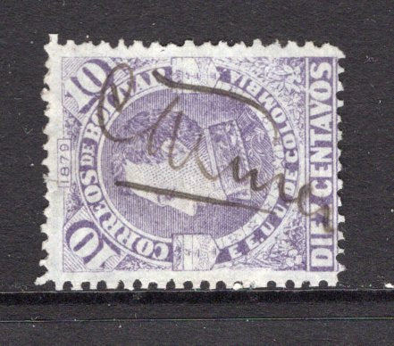 COLOMBIAN STATES - BOLIVAR - 1879 - CANCELLATION: 10c mauve on blue LAID paper dated '1879' fine used with CHINU manuscript cancel. This issue is scarce genuinely used. (SG 15)  (COL/39708)