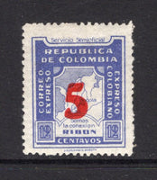 COLOMBIAN PRIVATE EXPRESS COMPANIES - 1934 - RIBON: 5c on 12c violet blue 'Ribon' EXPRESS issue, a fine mint copy. (Hurt & Williams #9)  (COL/40177)
