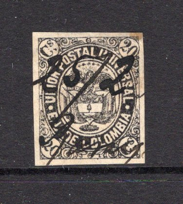 COLOMBIA - 1881 - CLASSIC ISSUES: 20c black UPU issue 'First Printing' a fine four margin copy used with '25/2 BARAQ' manuscript cancel of BARRANQUILLA. (SG 97)  (COL/40710)
