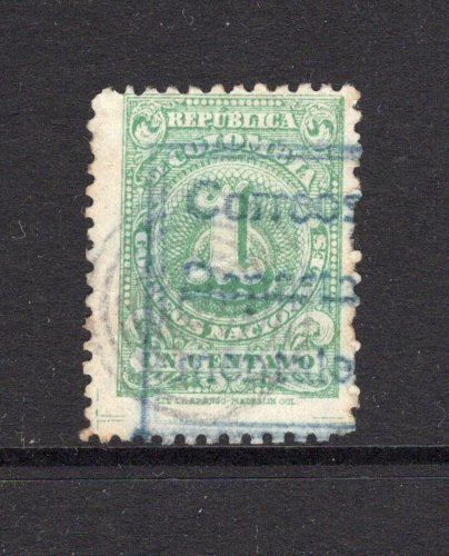 COLOMBIA - 1909 - DEPARTMENTAL ISSUE: 1c green 'Numeral' issue, Type IV, perf 12 with boxed 'CORREOS DEPARTA MENTALES' official opt in violet, a fine lightly used copy. A scarce & underrated issue. (SG D312a variety)  (COL/40804)