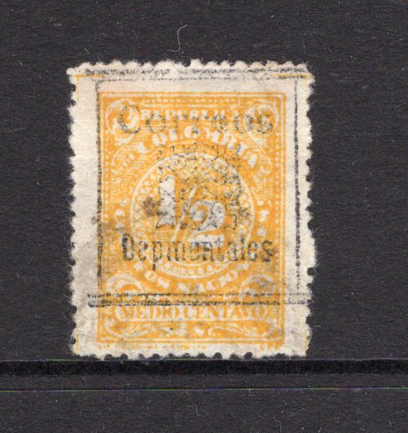 COLOMBIA - 1909 - DEPARTMENTAL ISSUE: ½c yellow 'Numeral' issue, perf 13½ with ornamental boxed 'CORREOS DEPMENTALES' official opt in black, a fine lightly used copy. A scarce & underrated issue. (SG D333 variety)  (COL/40812)