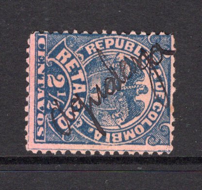 COLOMBIA - 1892 - CANCELLATION & LATE FEE: 2½c blue on rose 'Late Fee' issue, perf 12, used with fine AGUALAGA manuscript cancel. A rare and unrecorded cancel. (SG L167)  (COL/40881)